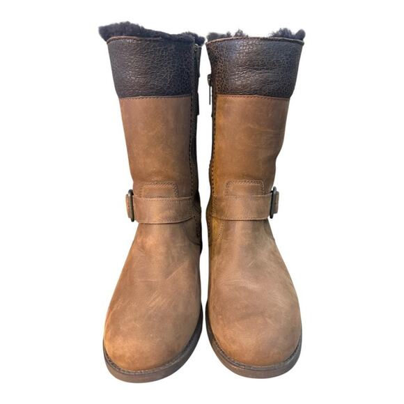 UGG Oregon Shearling Moto Buckle Stout Brown Boot Women size 7 - Picture 4 of 10